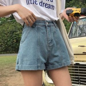 yesstyle melon juice high waist denim blue shorts